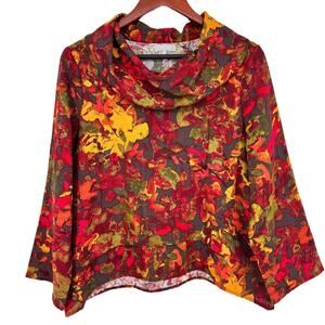 Habitat Womens Sz XS Red Brown Wearable Art Autumn Fall Halloween Shirt Top